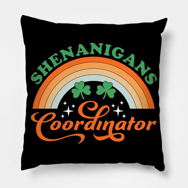 Shenanigans Coordinator Funny Teacher St Patrick's Day Pillow by OrangeMonkeyArt