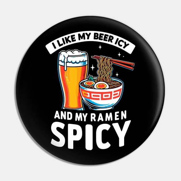 Icy Beer Spicy Ramen Party Pub Crawl Bar Game Night Novelty Funny Beer Pin by KsuAnn