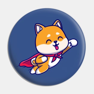 Cute Shiba Inu Dog Super Flying Cartoon Pin
