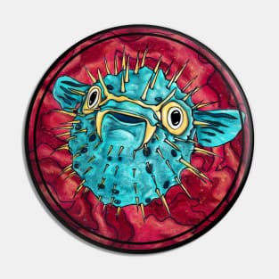 Colorful blowfish art, cute cartoon puffer fish Pin