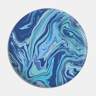 Shades of Moody Blue and Green Aesthetic Marble Pattern Pin