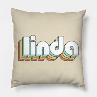 Linda - Retro Rainbow Typography Faded Style Pillow