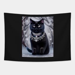 Jeweled Black British Shorthair Cat Tapestry