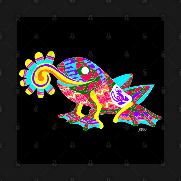 nature leap frog ecopop in anime animal totonac pattern by jorge_lebeau