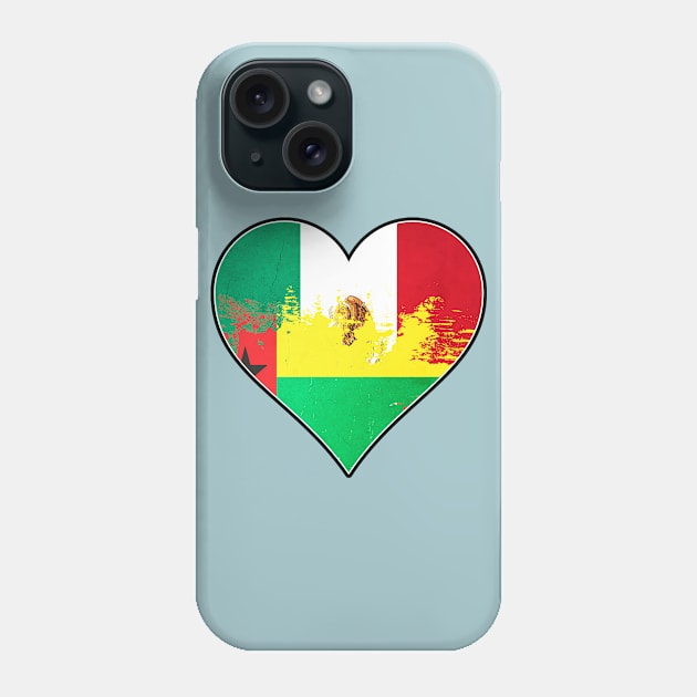 Mexican and Bissau Guinean Heart Mix Heritage Flag Phone Case by Just Rep It!!