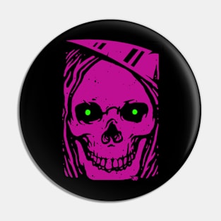 Smiling Skull Grim Reaper with Glowing Eyes Pin