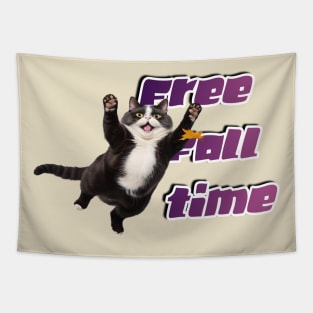 Cute fat cat in free fall Tapestry