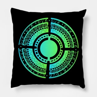 Viking protection rune tattoo style colorful Pillow