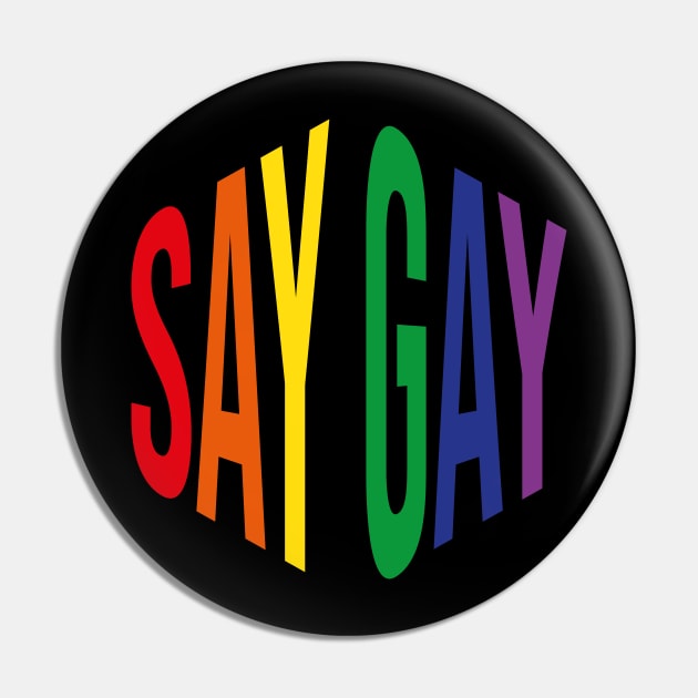 Say Gay (Rainbow Hexagon) Pin by n23tees