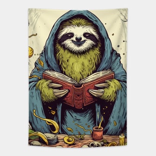 Retro Vintage Sloth Wizard Tapestry