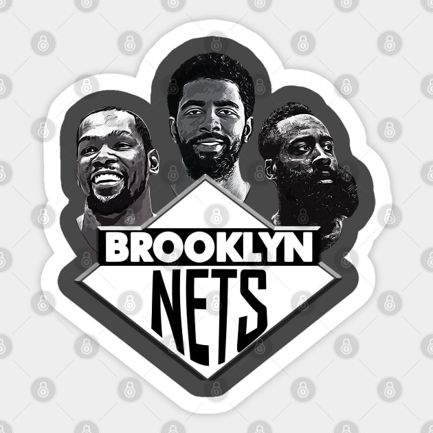 KD, Kyrie, and the Beard Brooklyn Nets Sticker TeePublic