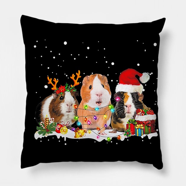 Guinea Pig Deer Guinea Santa Christmas Xmas Pillow by eldridgejacqueline