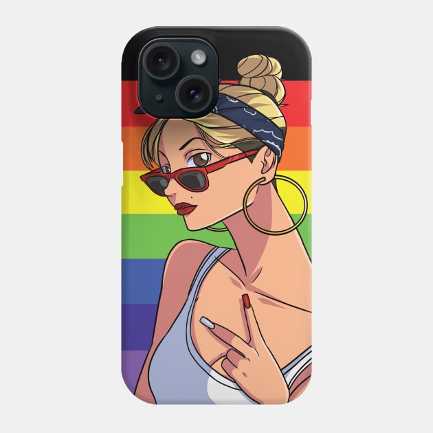 Pride Month Rainbow Lesbian Chola Phone Case by Noseking