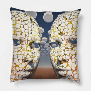 Masks in surreal sky Pillow