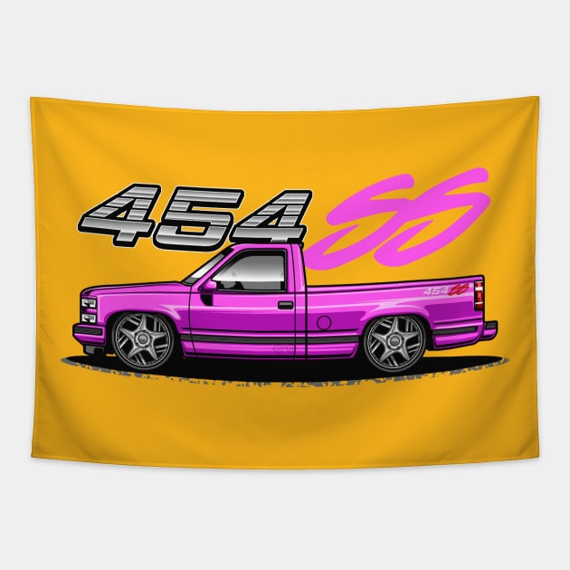 Chevy 454 SS Pickup Truck (Hot Pink) Tapestry by Jiooji Project