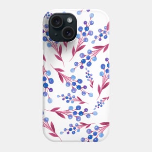 Blue and Red Watercolor Wild Flower Phone Case