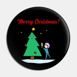 Merry Christmas - Sustainable Tree (Black) Pin
