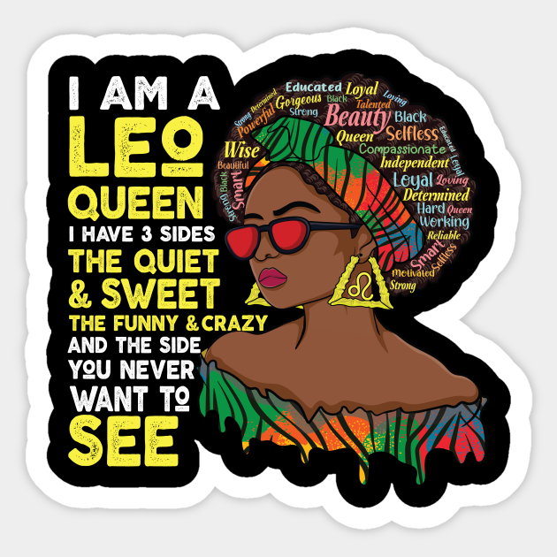 Proud Afro Leo Queen July August Birthday Leo Zodiac Sign Leo Zodiac Sign Gifts Sticker Teepublic