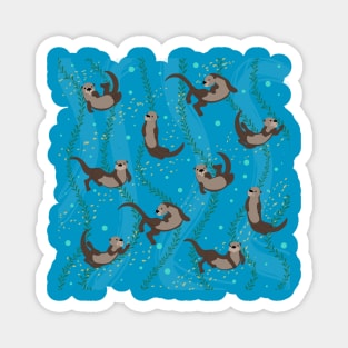 Swimming otters Magnet