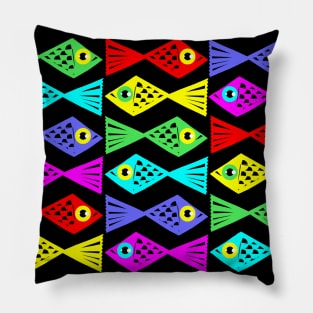 Colorful School of Fish Pattern Pillow