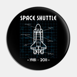 Space Shuttle Rocket Blueprint Spaceship Pin