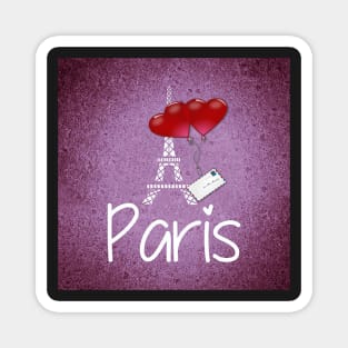 Paris Eiffel Tower Hearts & Letter Graphic Design Paris Lover Gifts Magnet