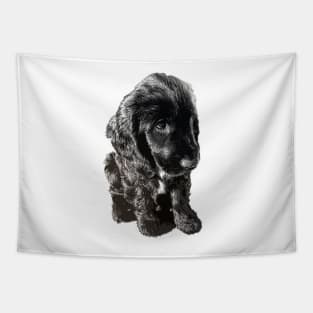 English Cocker Spaniel Black Puppy Dog - Adorable! Tapestry