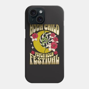 Hippie moon child retro psychedelic groovy design Phone Case