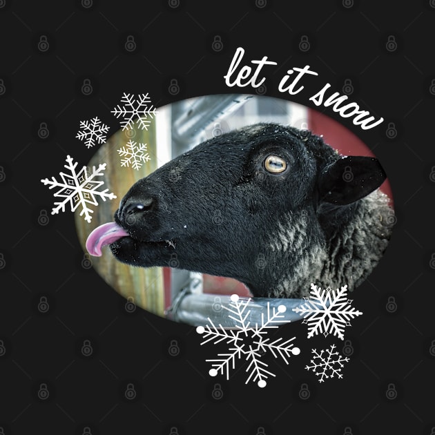 Sassy Snowflake Chomping Sheep - Let it Snow! by Painted Tiger Designs