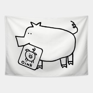 Cute Animals Pig Self Portrait Outline Tapestry