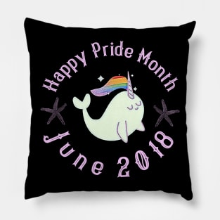 LGBT Pride Month TShirt Rainbow Unicorn Narwhal Pillow