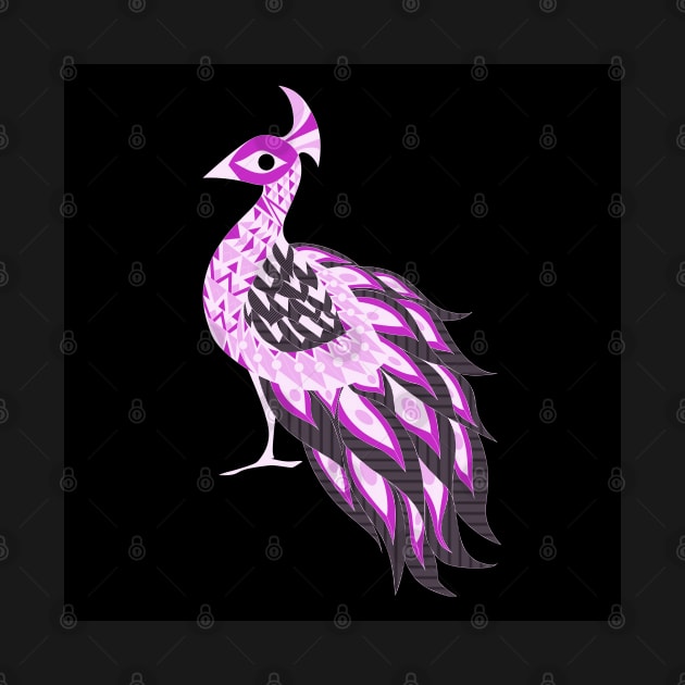 purple peacock bird with royal feathers ecopop by jorge_lebeau