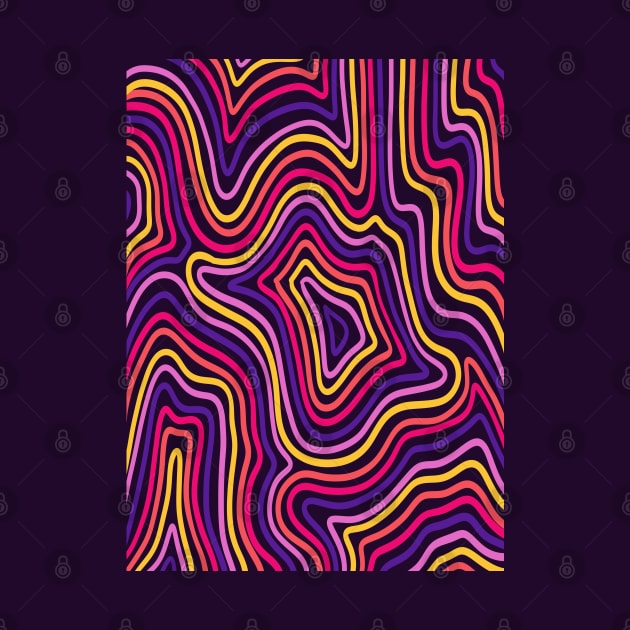 80s Sunset Wavy Lines by Velvet Earth