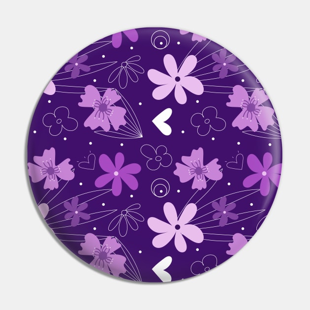 Purple Floral Pattern Pin by epiclovedesigns