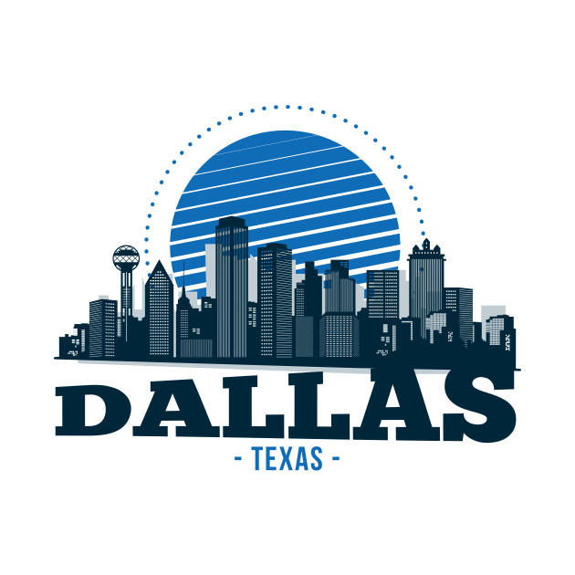 Retro Dallas, Texas Skyline by SLAG_Creative