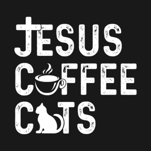 Christian Jesus Coffee Cats Religous Cat T-Shirt