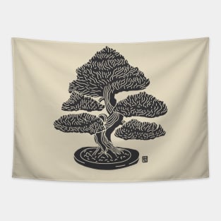 Woodblock Bonsai Tree Tapestry