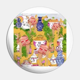 Camels in chinoiserie oasis Pin