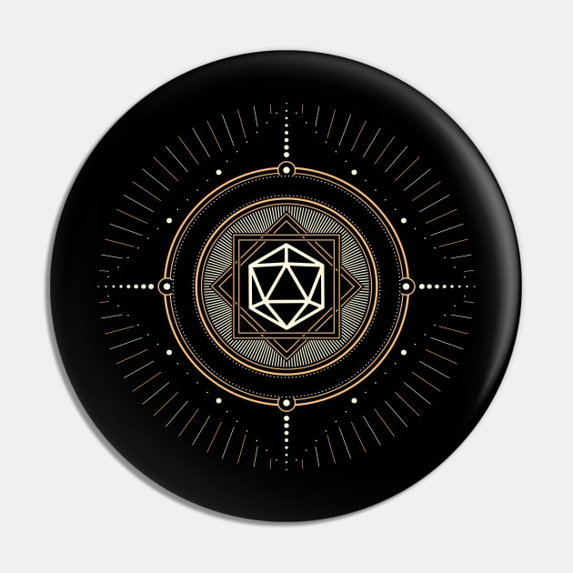 Polyhedral D20 Dice Sacred Symbol of the Wizard Pin by dungeonarmory