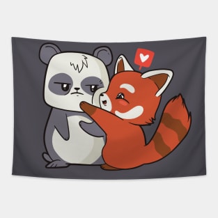 Trash Panda Loves Real Panda Tapestry