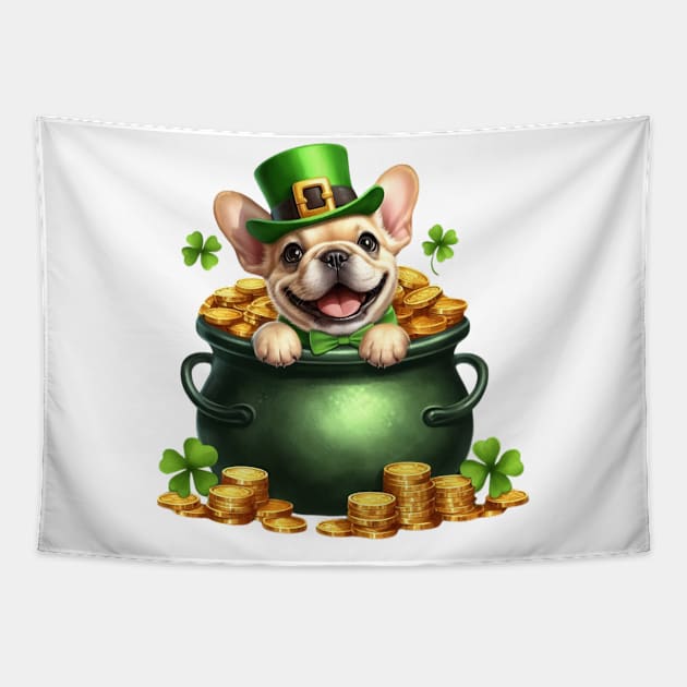 St Patricks Day French Bulldog Tapestry by Chromatic Fusion Studio