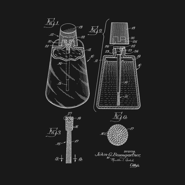 Nail Polish Applicator Vintage Patent Hand Drawing by TheYoungDesigns