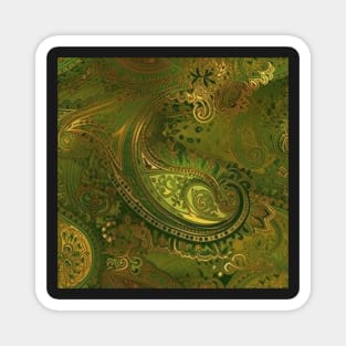 Olive Green Paisley Pattern Magnet