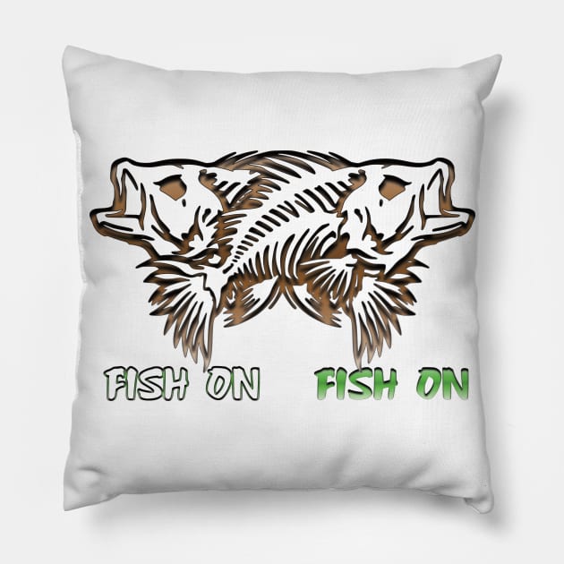 Fish on Bones Pillow by Fisherbum