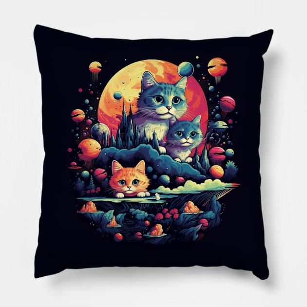 Cats surrealistic universe Pillow by tatadonets