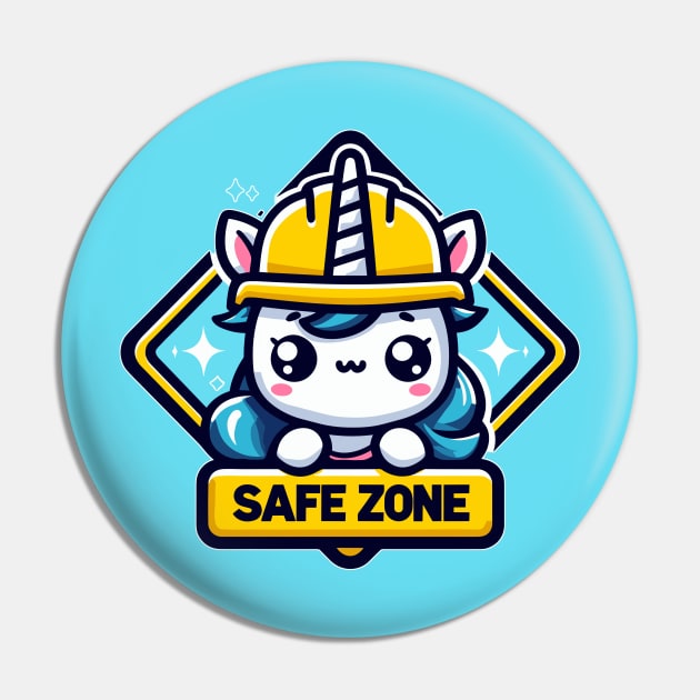 Kawaii unicorn in hardhat safe zone Pin by TomFrontierArt