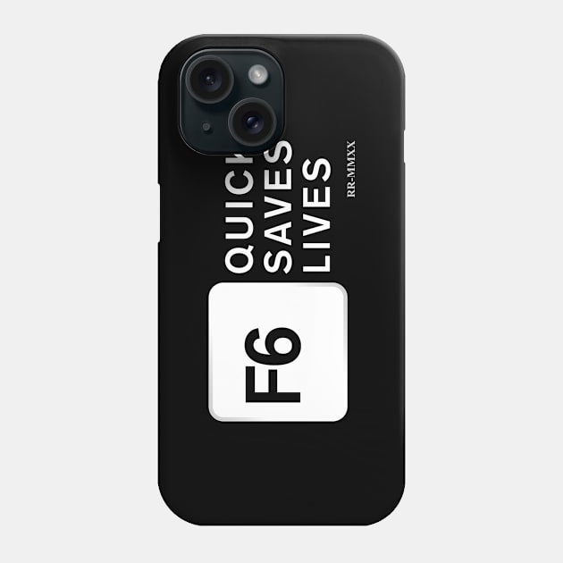 Official ROCKY ROCKHEAD Merch - F6 Quicksaves Lives (White) Phone Case by Rockhead