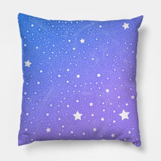 Stars and Space, Vivid Blue & Violet Night Sky Vector Pattern Design Pillow