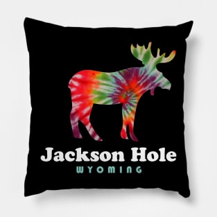 Jackson Hole Wyoming Moose Tie Dye Grand Tetons. Pillow