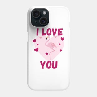 Pink I love you flamingo Phone Case